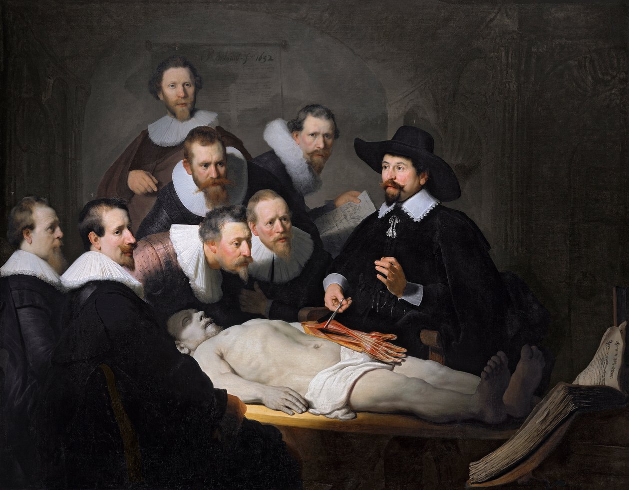 A lição de anatomia do Dr. Nicolaes Tulp, 1632 de Rembrandt van Rijn