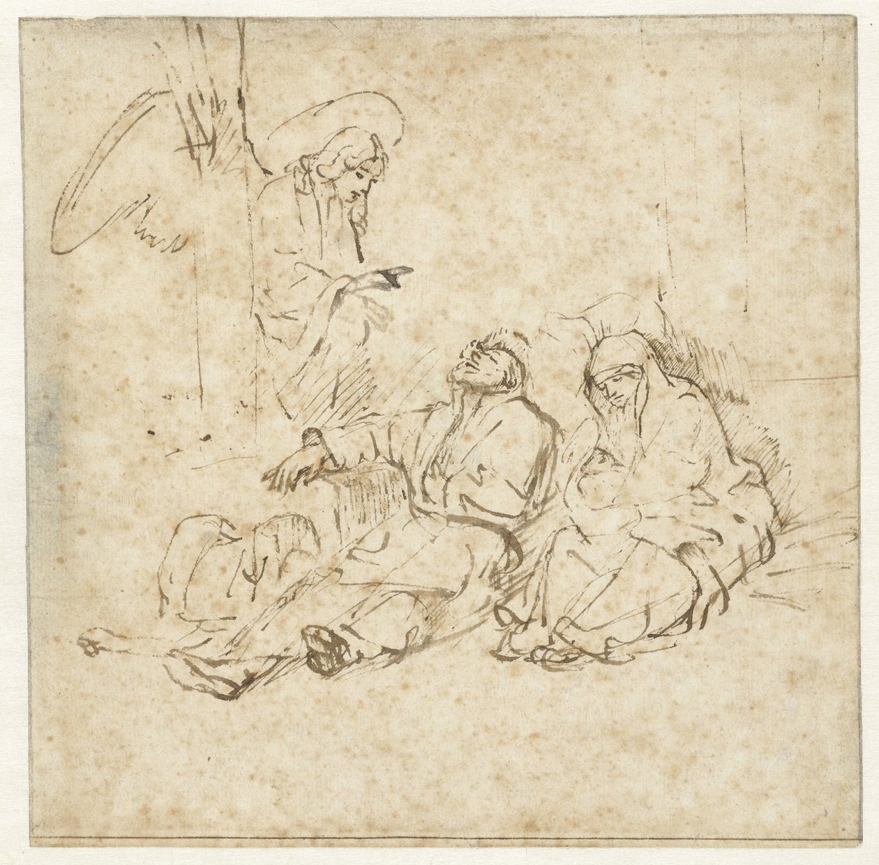 O anjo que apareceu a José num sonho de Rembrandt van Rijn