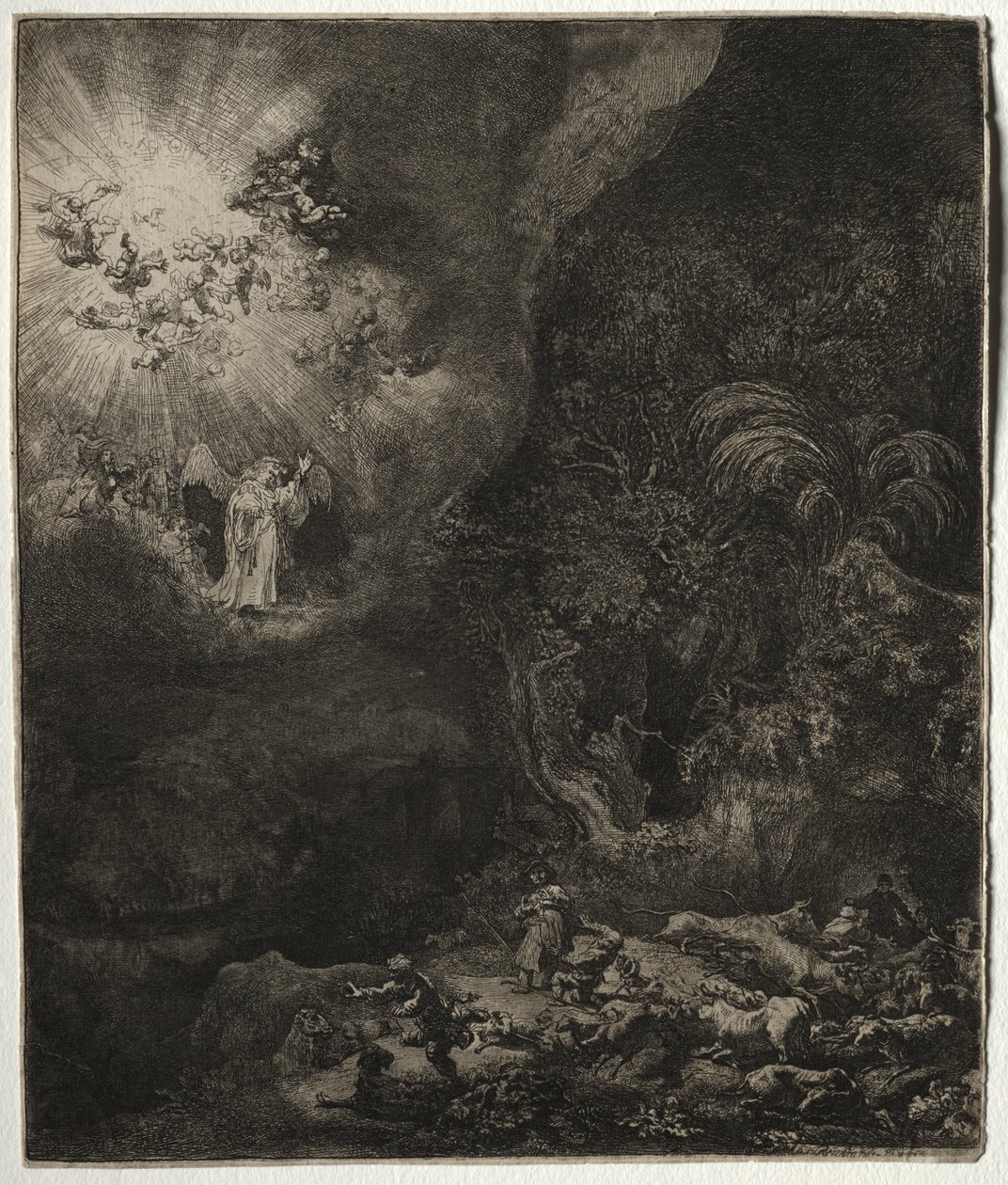O Anjo Aparecendo aos Pastores de Rembrandt van Rijn