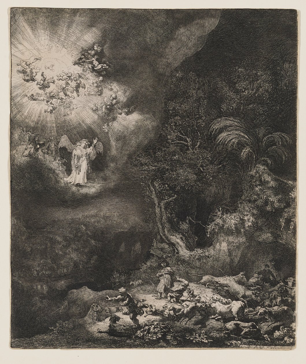 O anjo que apareceu aos pastores de Rembrandt van Rijn