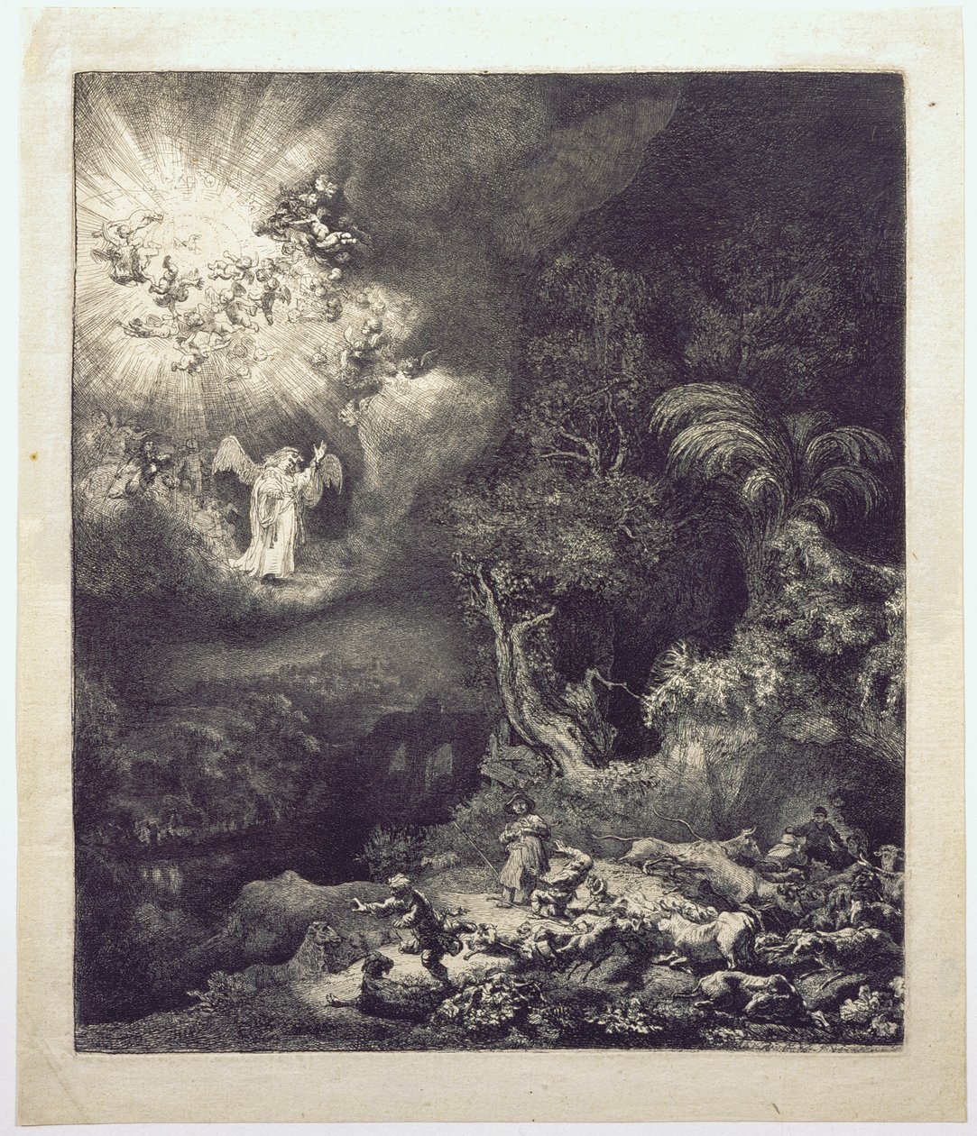 O anjo que apareceu aos pastores de Rembrandt van Rijn