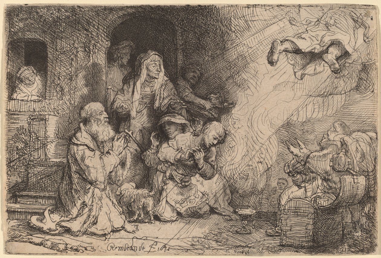 O Anjo Saindo da Família de Tobias de Rembrandt van Rijn