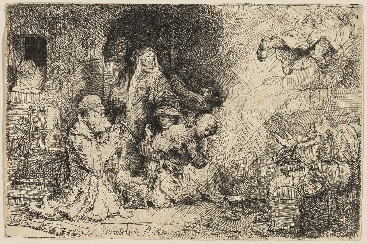 O Anjo Saindo da Família de Tobias de Rembrandt van Rijn