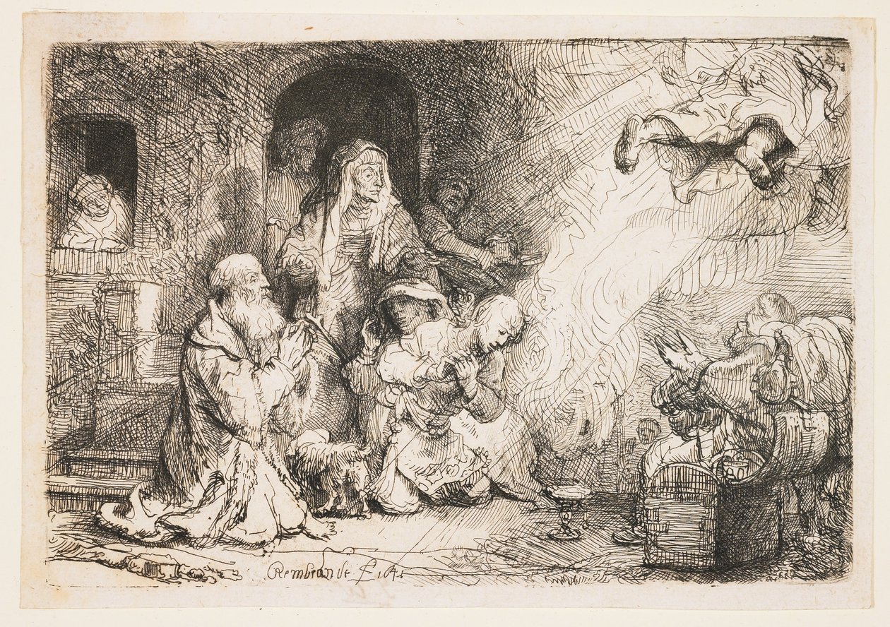 O Anjo que Parte da Família de Tobias de Rembrandt van Rijn