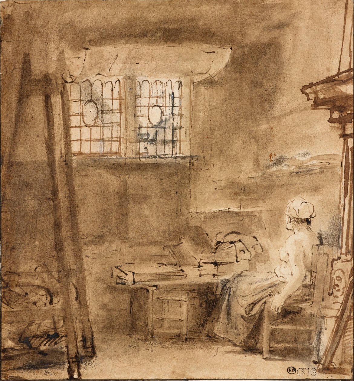 O estúdio do artista, 1659 de Rembrandt van Rijn