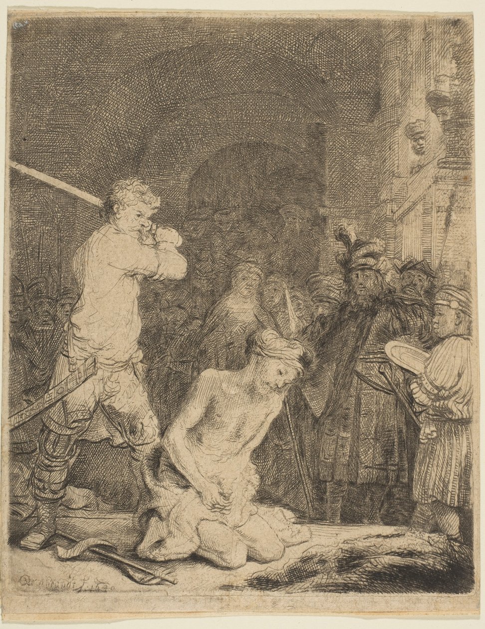 A decapitação de João Batista. de Rembrandt van Rijn