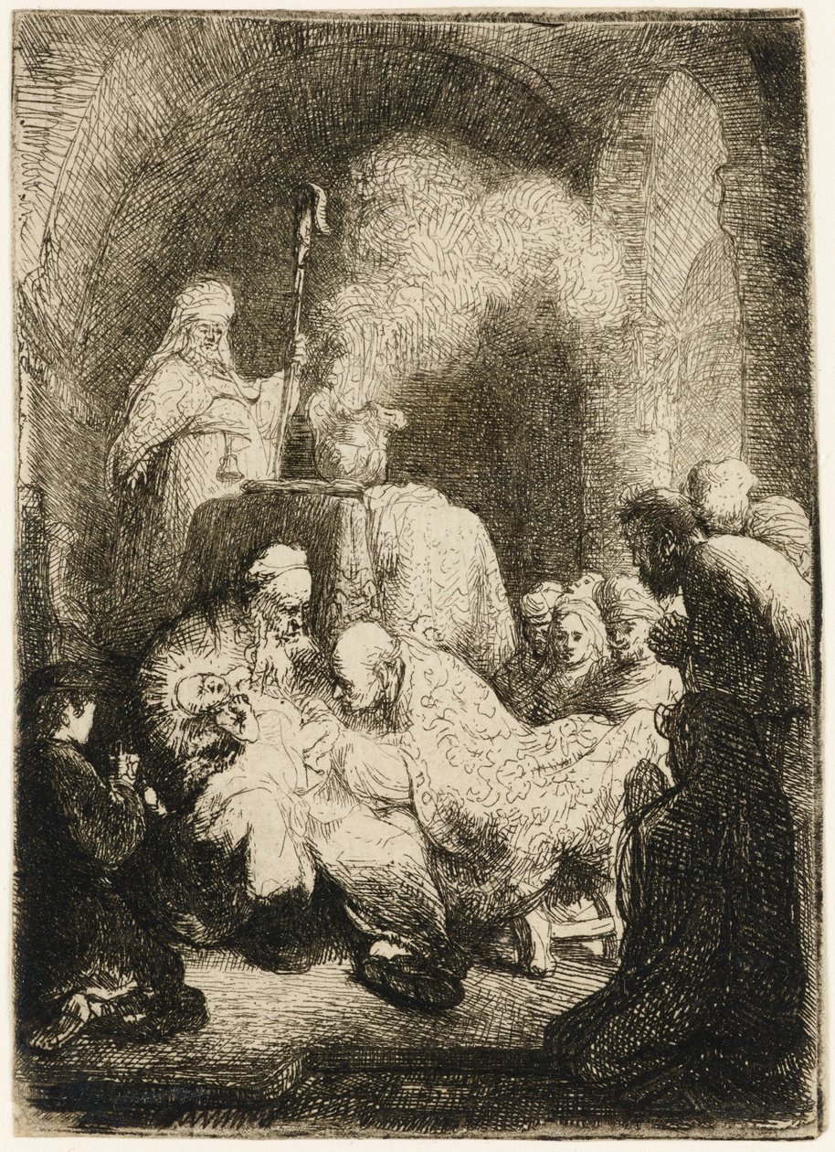 A circuncisão: pequena placa, 1630. de Rembrandt van Rijn
