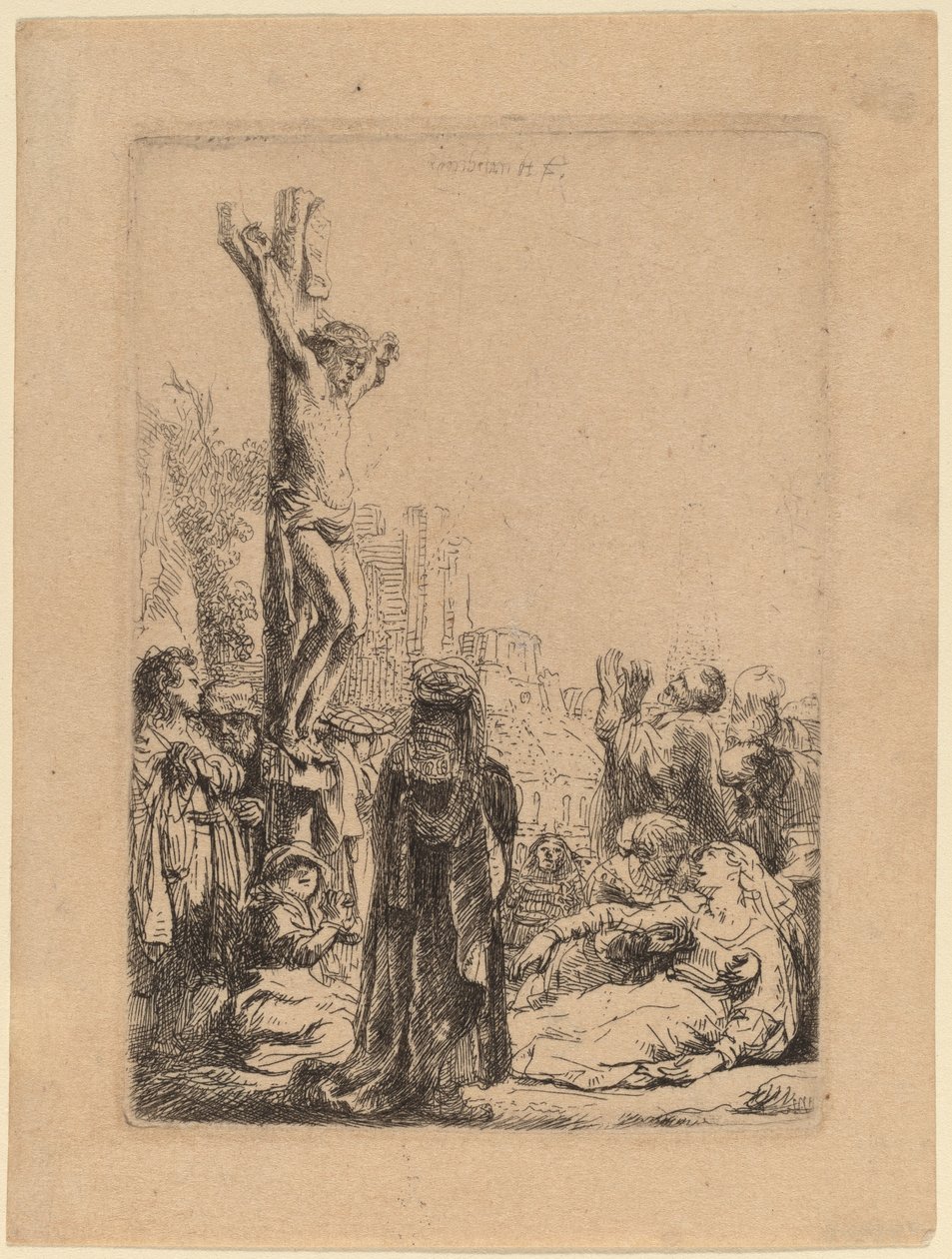 A Crucificação: Prato Pequeno de Rembrandt van Rijn