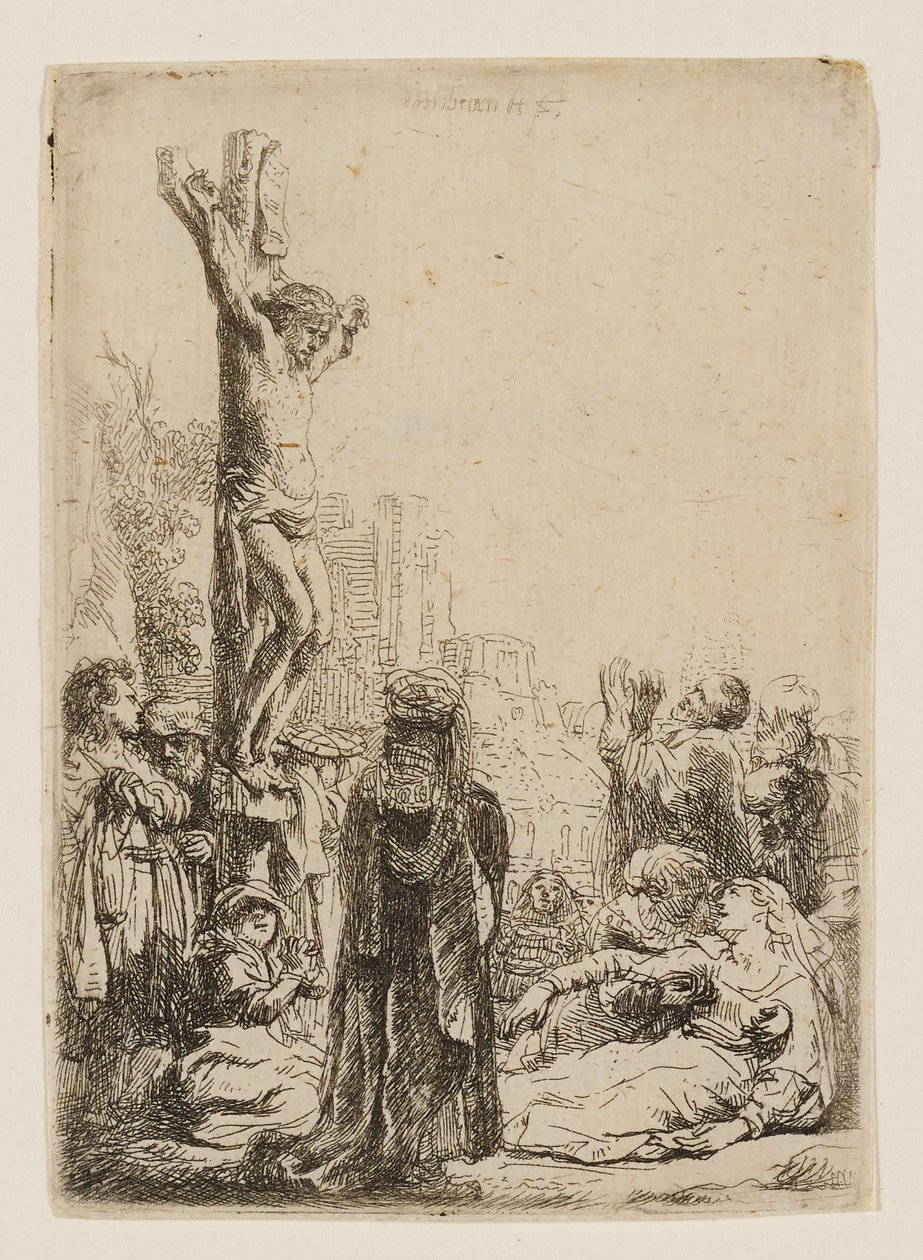 A Crucificação: Quadro Pequeno de Rembrandt van Rijn