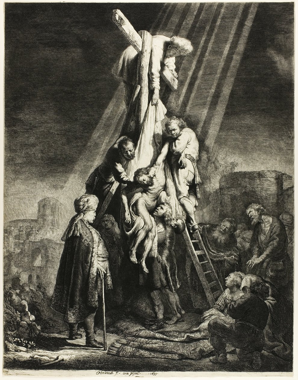 A Descida da Cruz: Segunda Placa de Rembrandt van Rijn