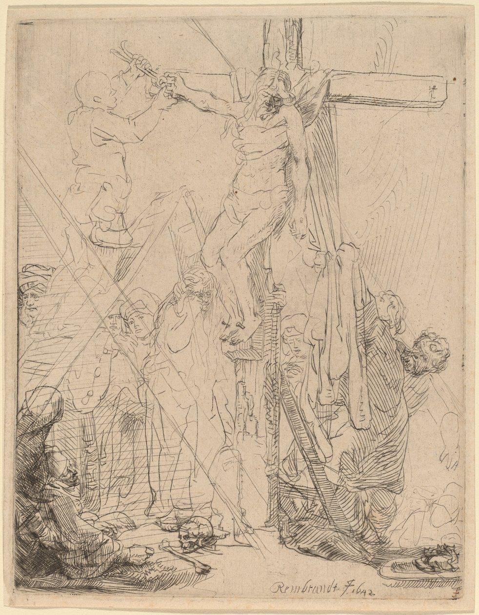 A descida da cruz: um esboço de Rembrandt van Rijn