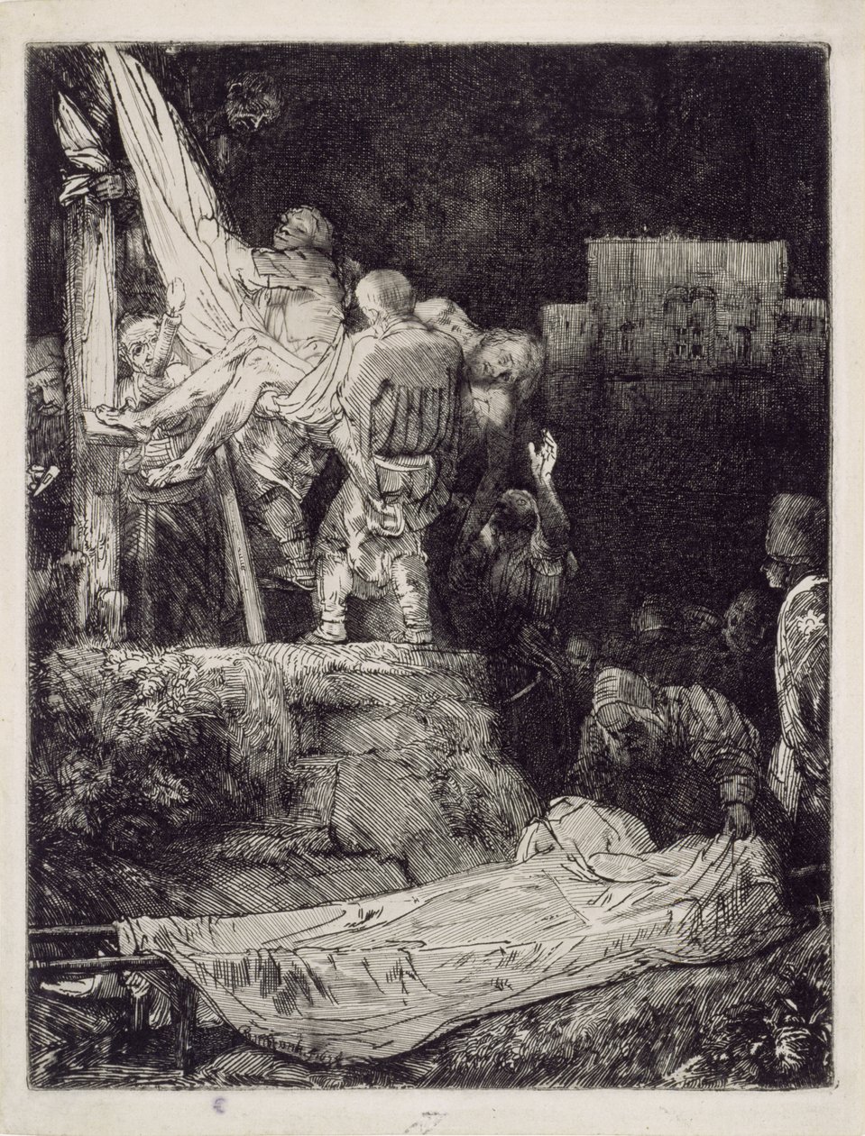 A Descida da Cruz à Luz das Tochas de Rembrandt van Rijn
