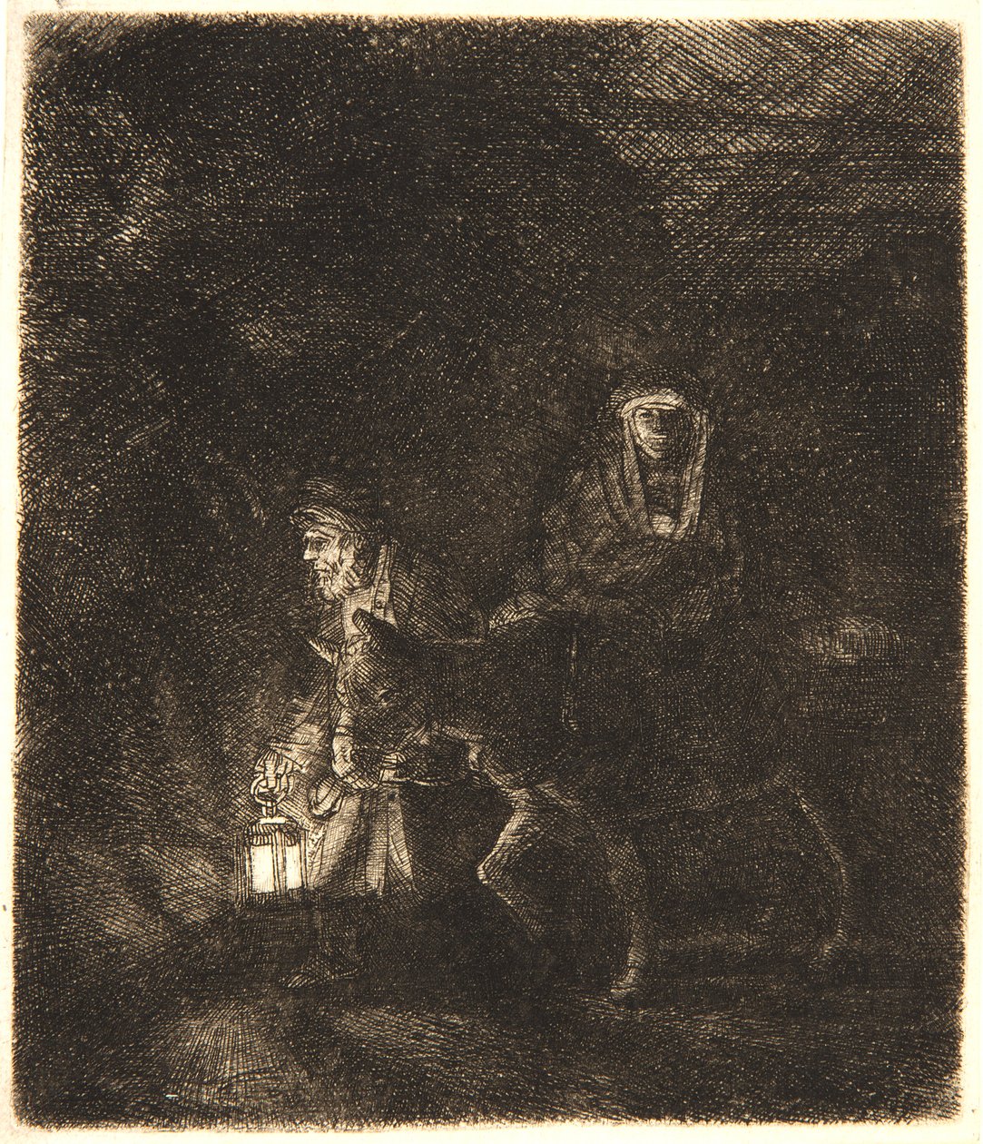 A fuga para o Egito: uma peça noturna de Rembrandt van Rijn