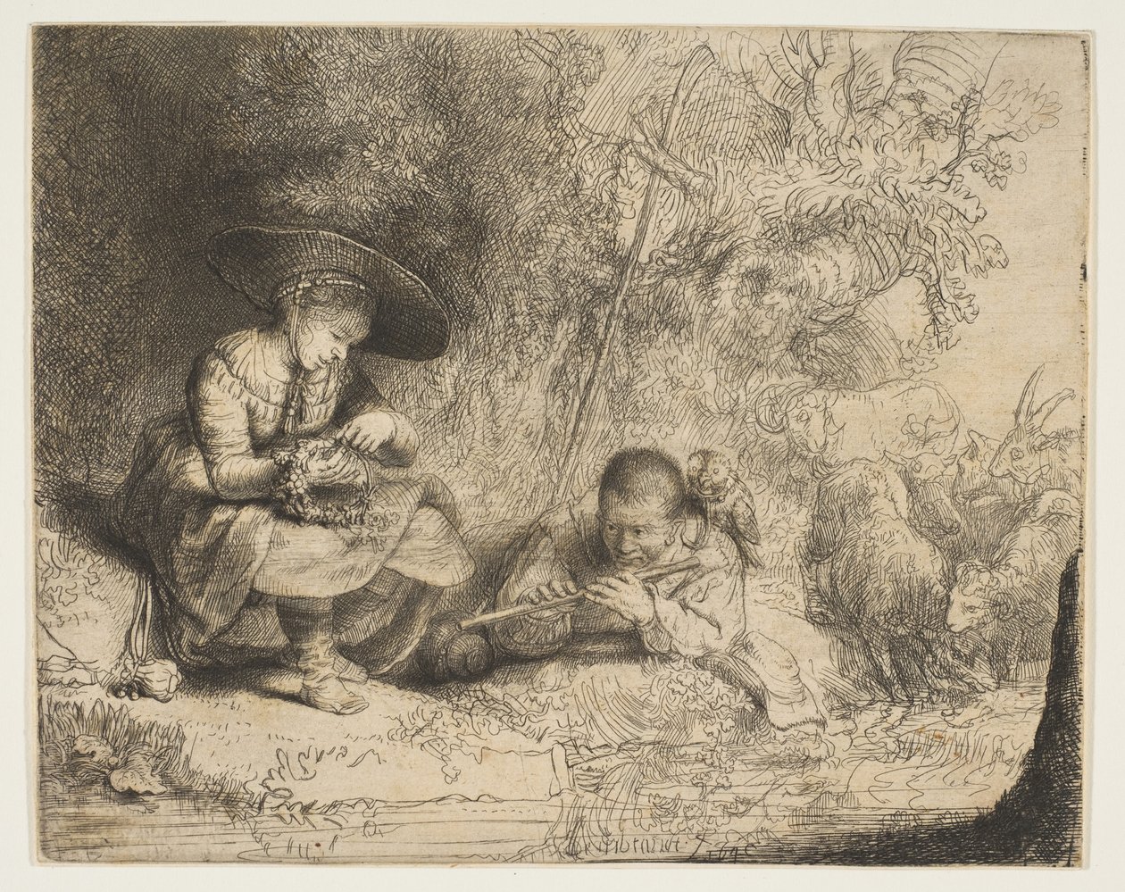 O tocador de flauta, 1642. de Rembrandt van Rijn