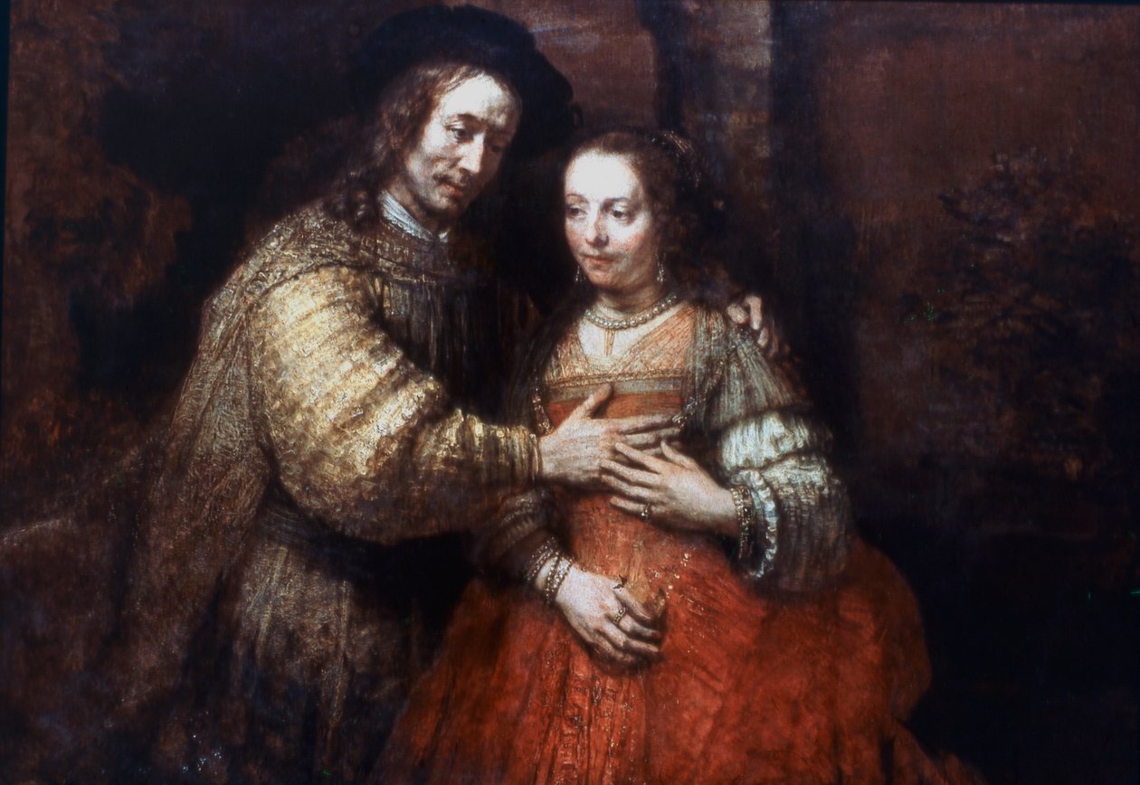 A Noiva Judaica, O Casal Amoroso, 1667 de Rembrandt van Rijn