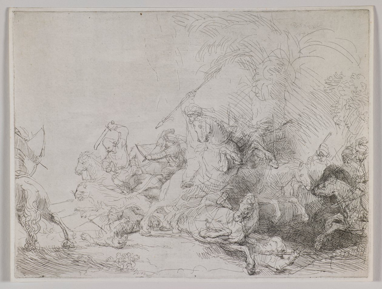 A Grande Caçada ao Leão de Rembrandt van Rijn
