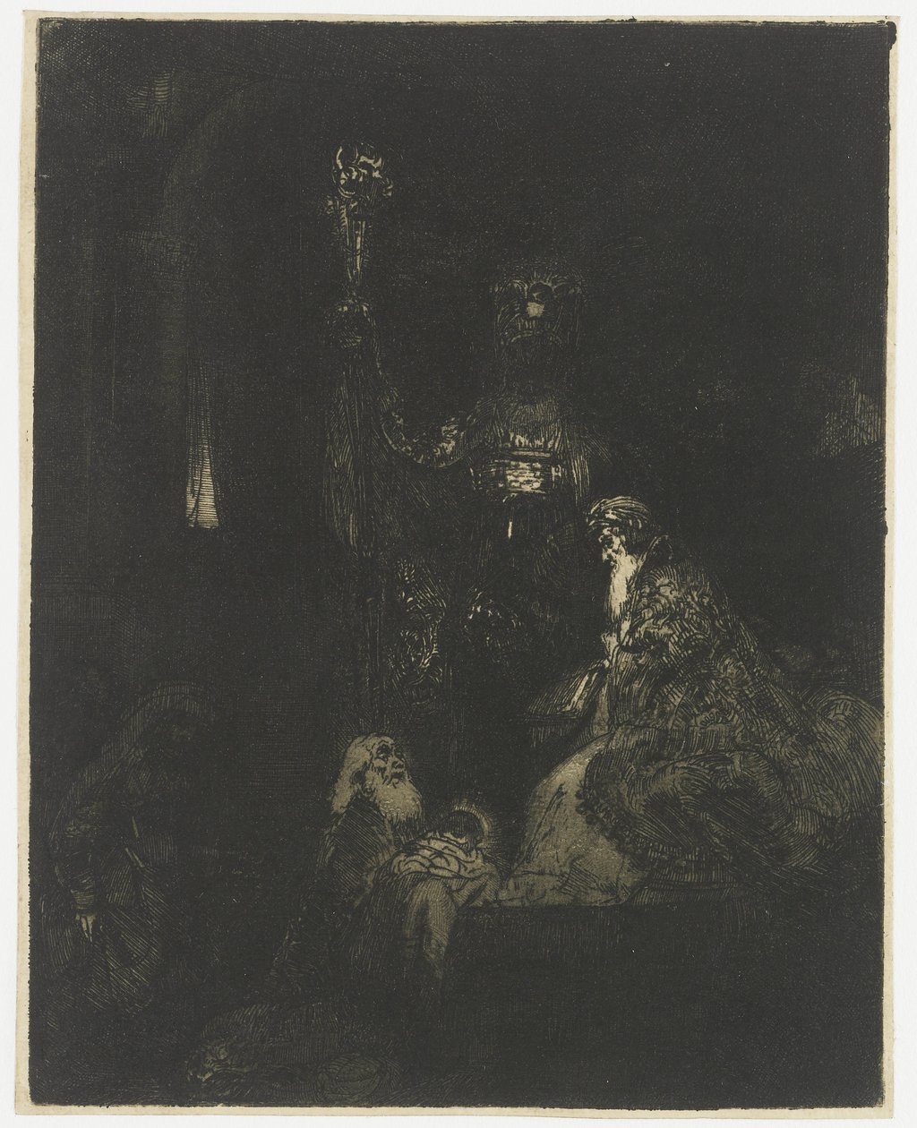 A Apresentação no Templo A apresentação no templo da maneira escura de Rembrandt van Rijn