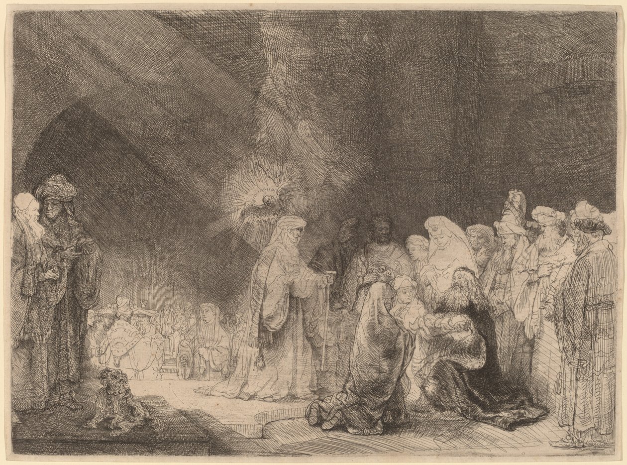 A apresentação no templo: impressão oblonga de Rembrandt van Rijn