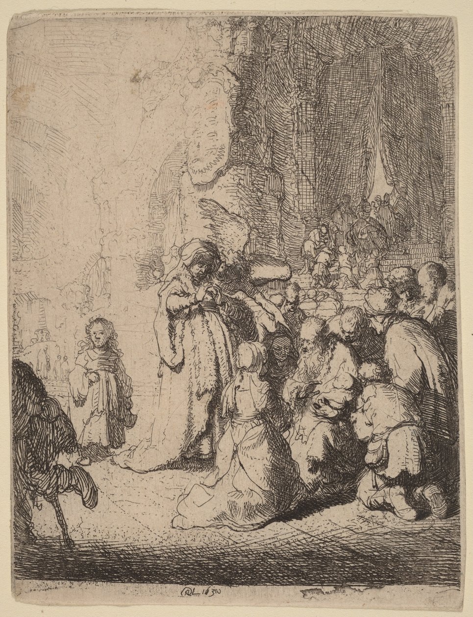 A Apresentação no Templo com o Anjo: Placa Pequena de Rembrandt van Rijn