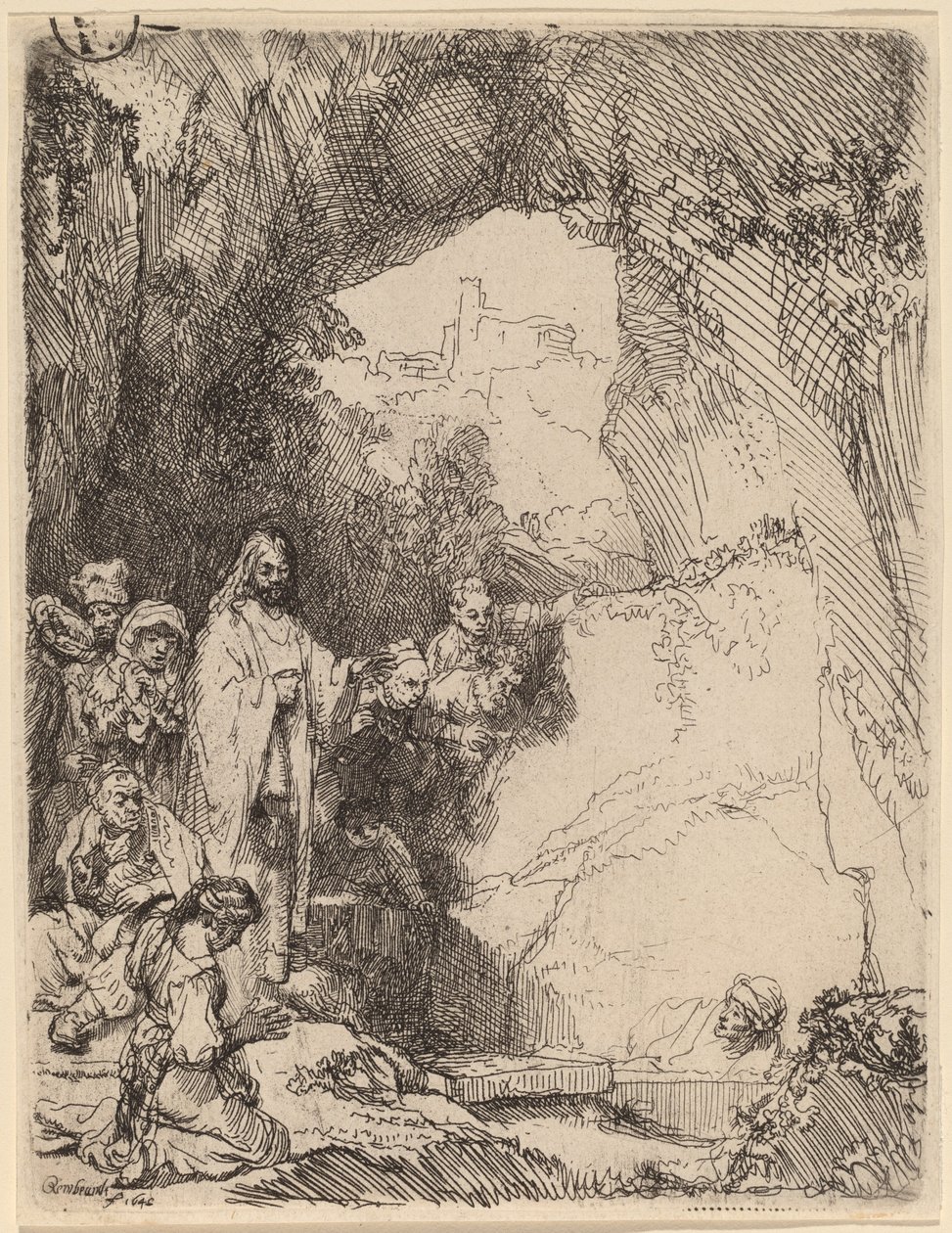A Ressurreição de Lázaro: Prato Pequeno de Rembrandt van Rijn