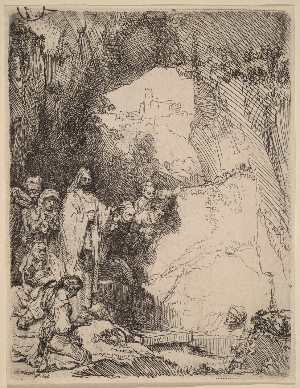 A Ressurreição de Lázaro: Prato Pequeno de Rembrandt van Rijn