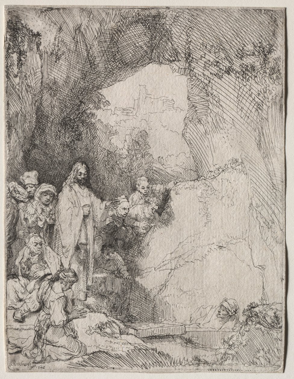 O Levantamento de Lázaro: Chapa Pequena, 1642. de Rembrandt van Rijn
