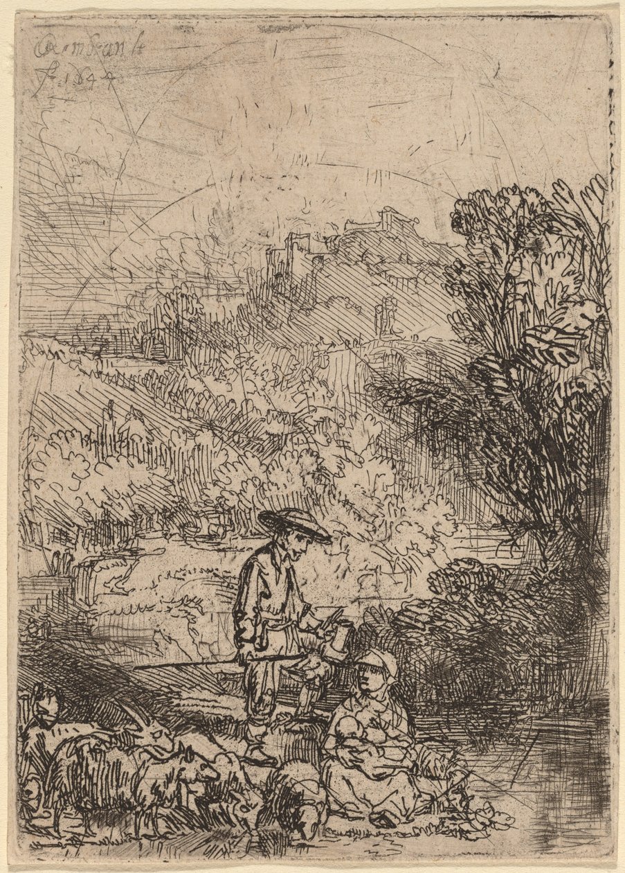 O pastor e sua família de Rembrandt van Rijn