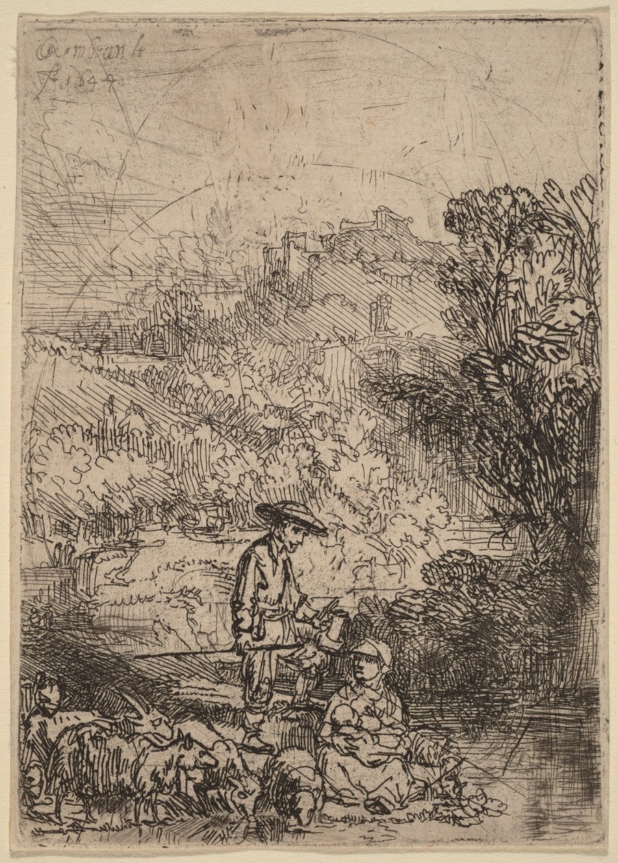O Pastor e a Sua Família de Rembrandt van Rijn