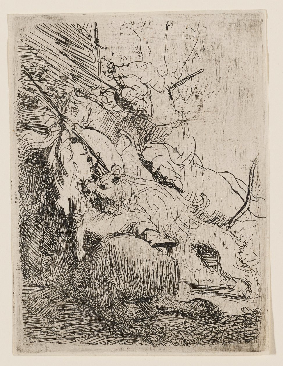 A Caça ao Pequeno Leão (com um leão) de Rembrandt van Rijn