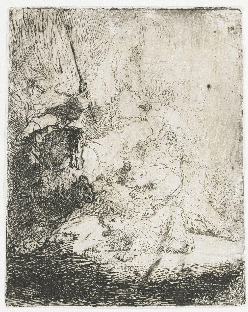 A Caça ao Pequeno Leão, com Dois Leões de Rembrandt van Rijn