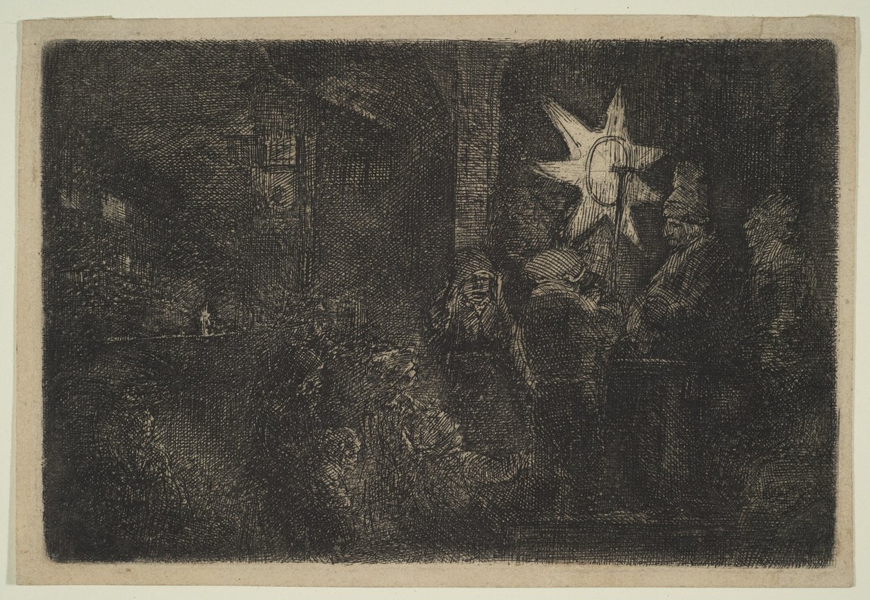 A Estrela dos Reis: Uma Peça Noturna, ca. 1651. de Rembrandt van Rijn