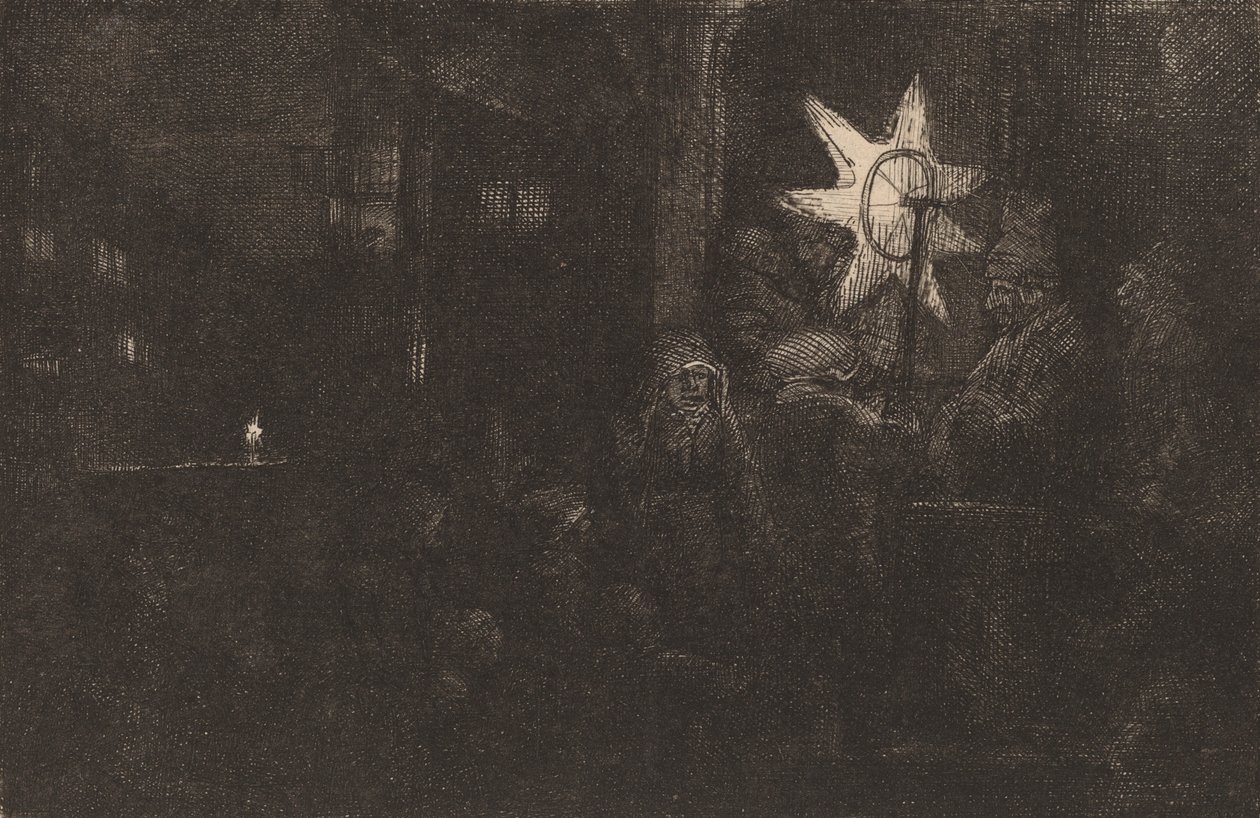 A Estrela dos Reis: uma peça noturna, c. 1651. de Rembrandt van Rijn
