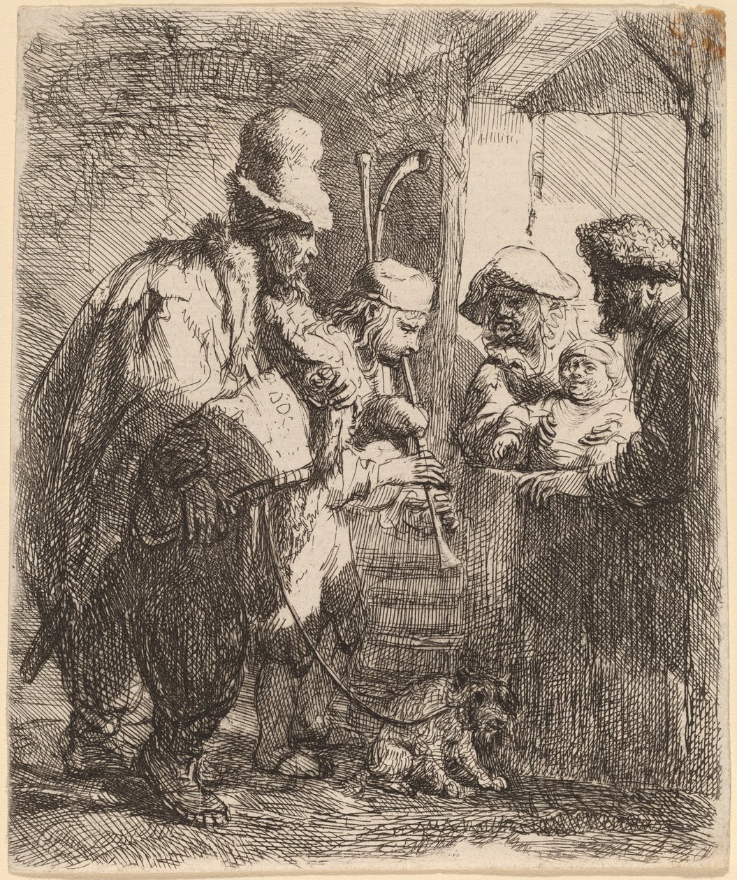 Os músicos que passeiam de Rembrandt van Rijn