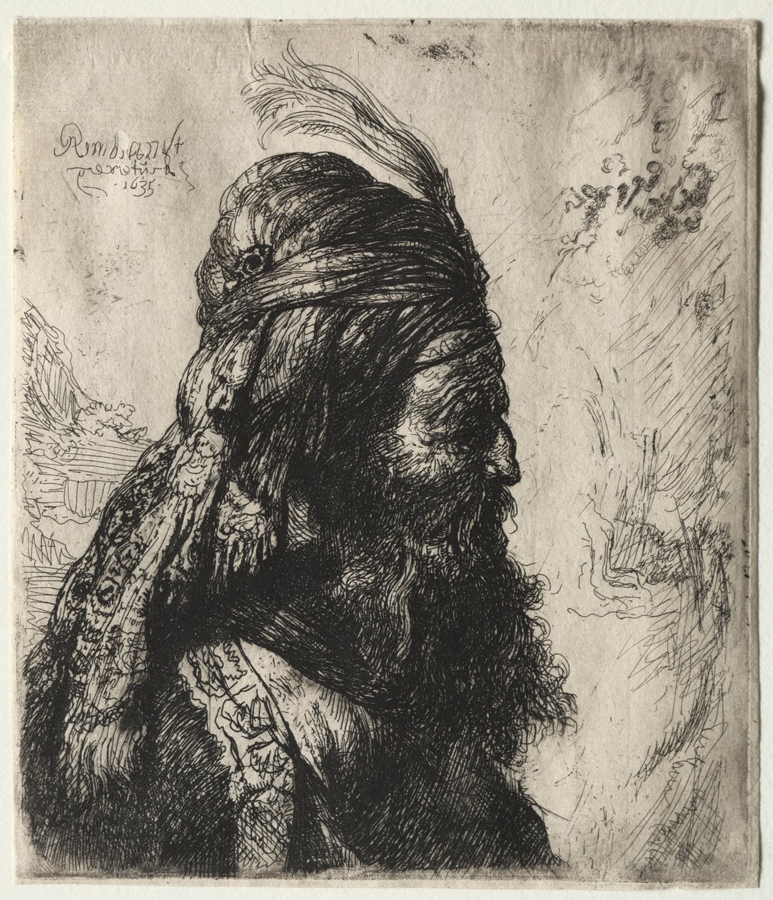 A Terceira Cabeça Oriental, 1635. de Rembrandt van Rijn