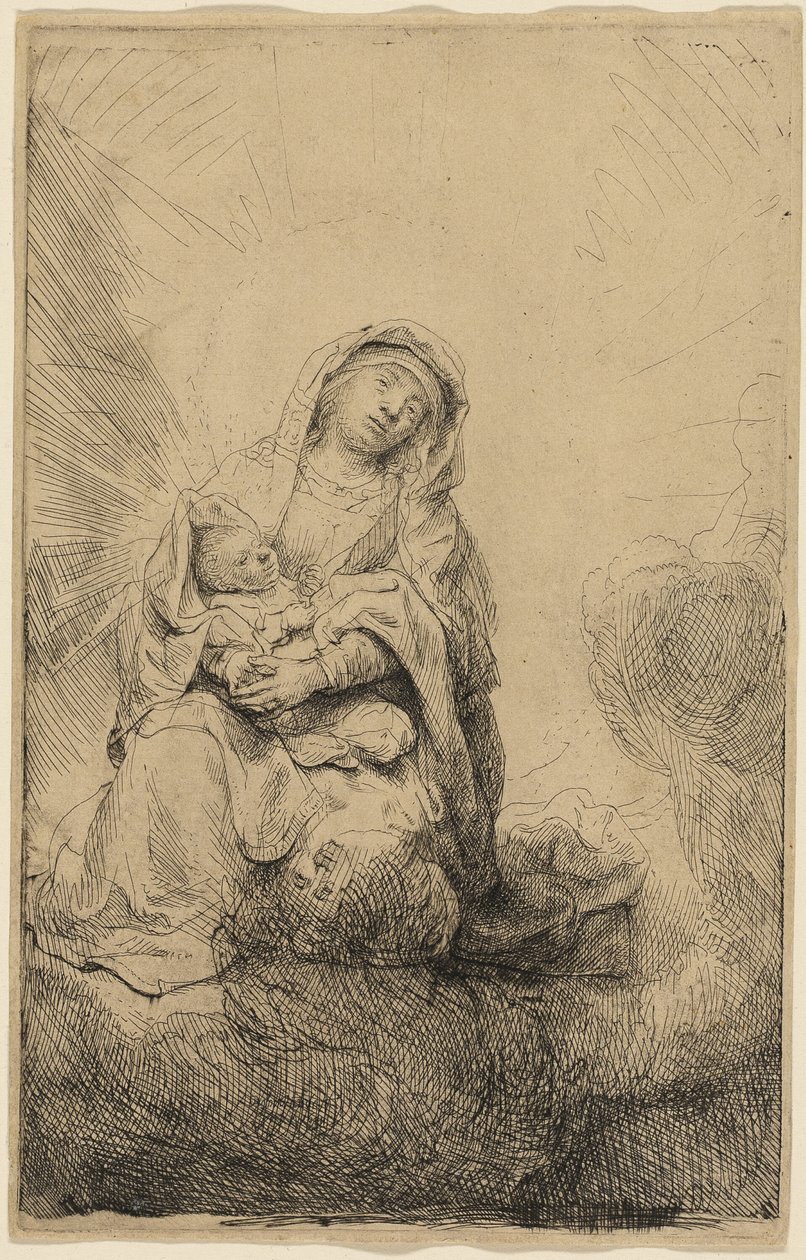 A Virgem e o Menino nas Nuvens de Rembrandt van Rijn