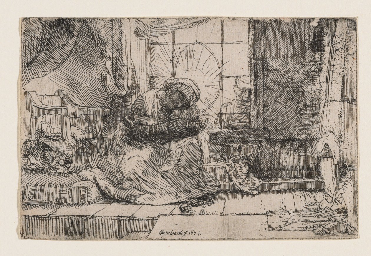 A Virgem com o Menino, o Gato e a Cobra de Rembrandt van Rijn