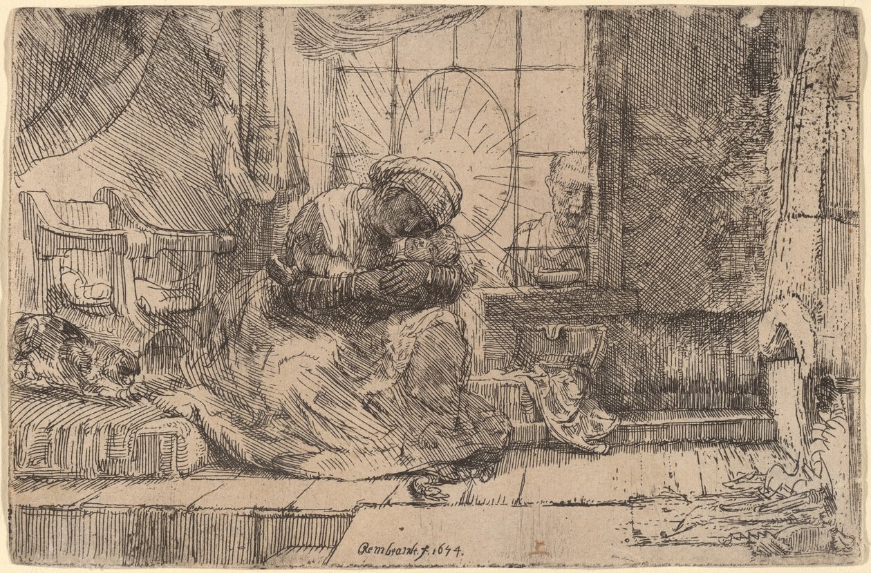 A Virgem e o Menino com o Gato e a Serpente de Rembrandt van Rijn
