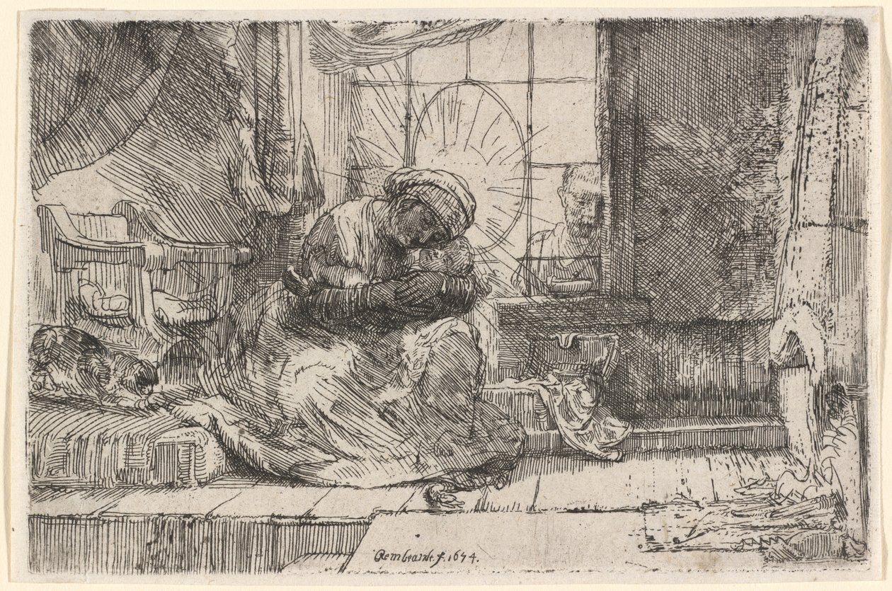 A Virgem e o Menino com o Gato e a Serpente de Rembrandt van Rijn
