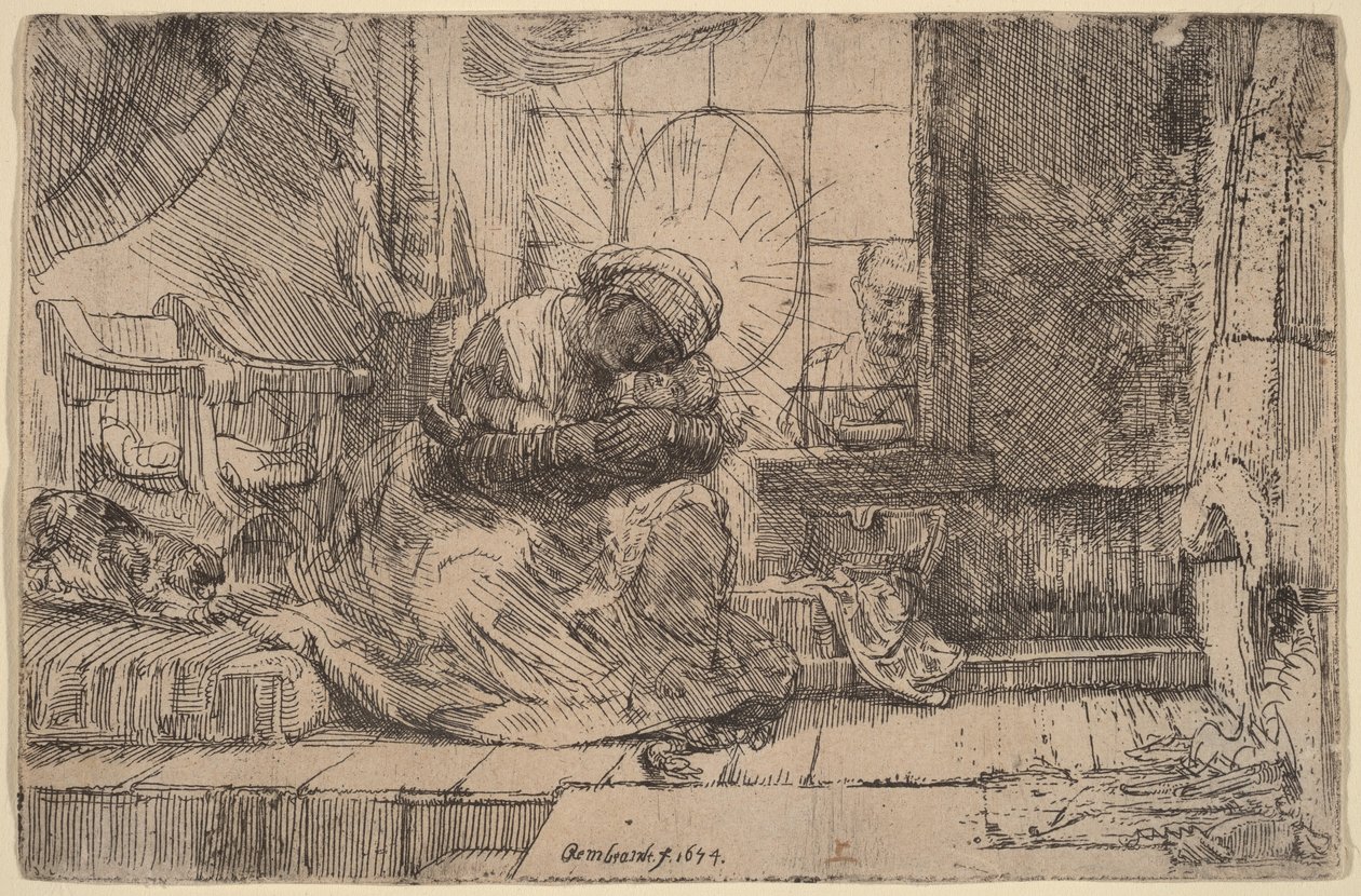 A Virgem com o Menino, o Gato e a Cobra de Rembrandt van Rijn