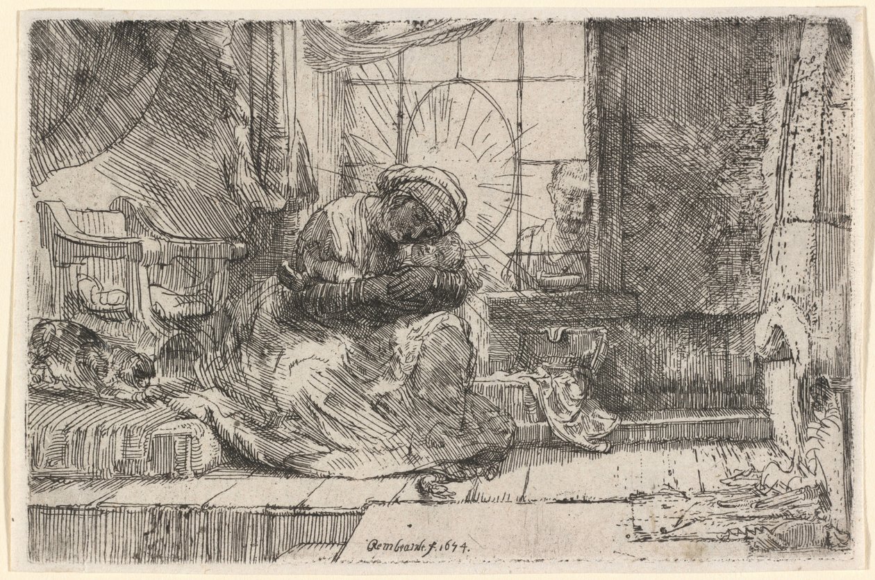 A Virgem com o Menino, o Gato e a Cobra de Rembrandt van Rijn