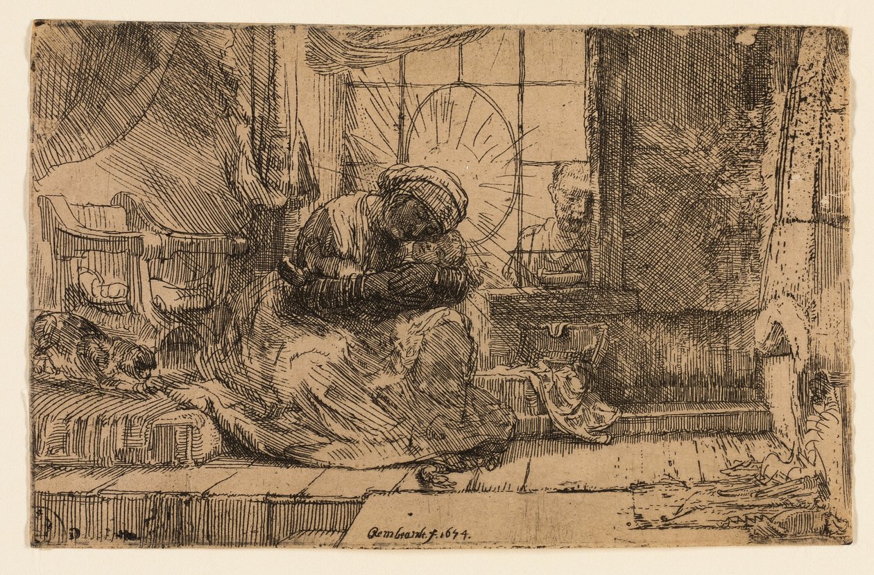 A Virgem e o Menino com o Gato e a Serpente de Rembrandt van Rijn