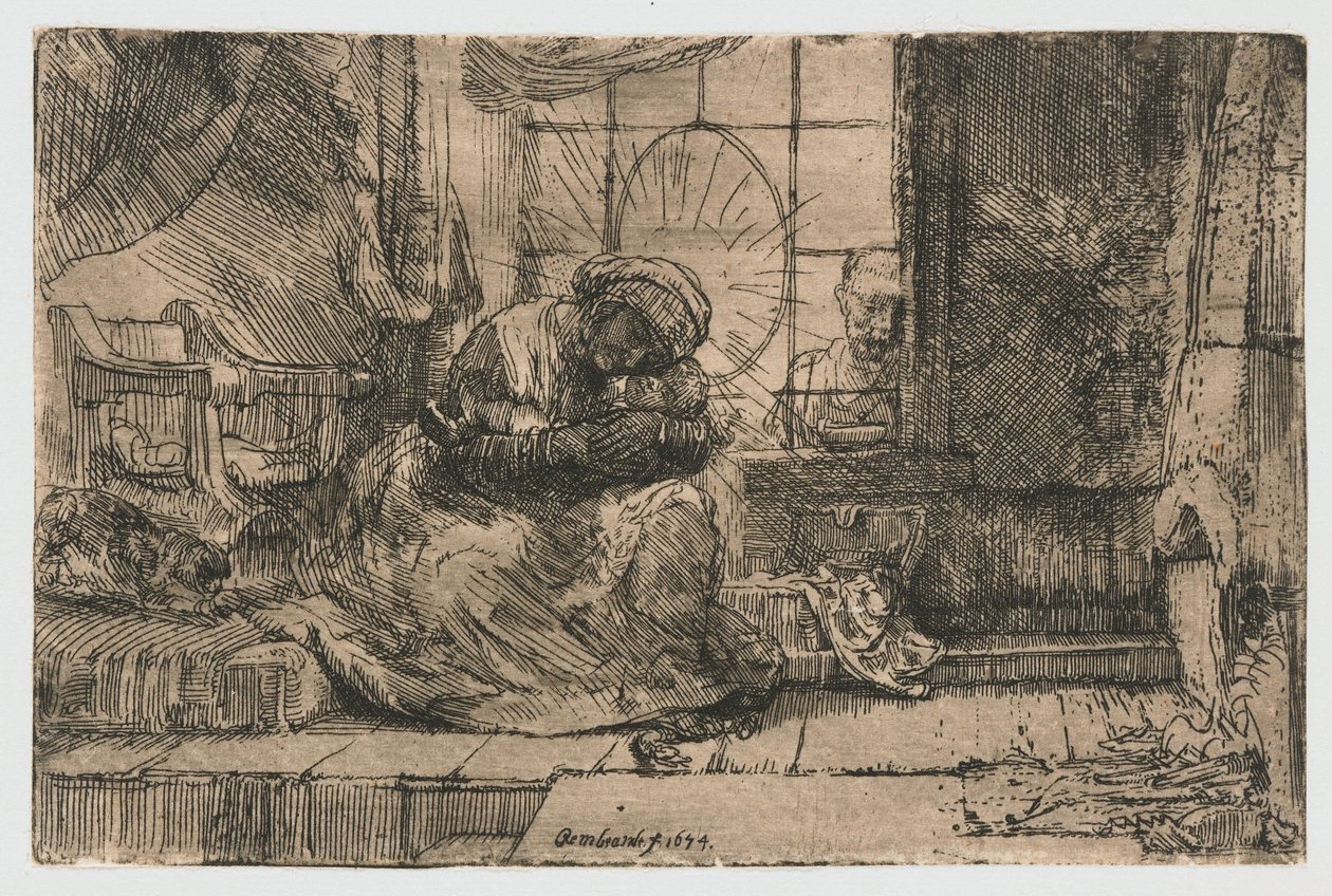 A Virgem e o Menino com o gato e a serpente de Rembrandt van Rijn