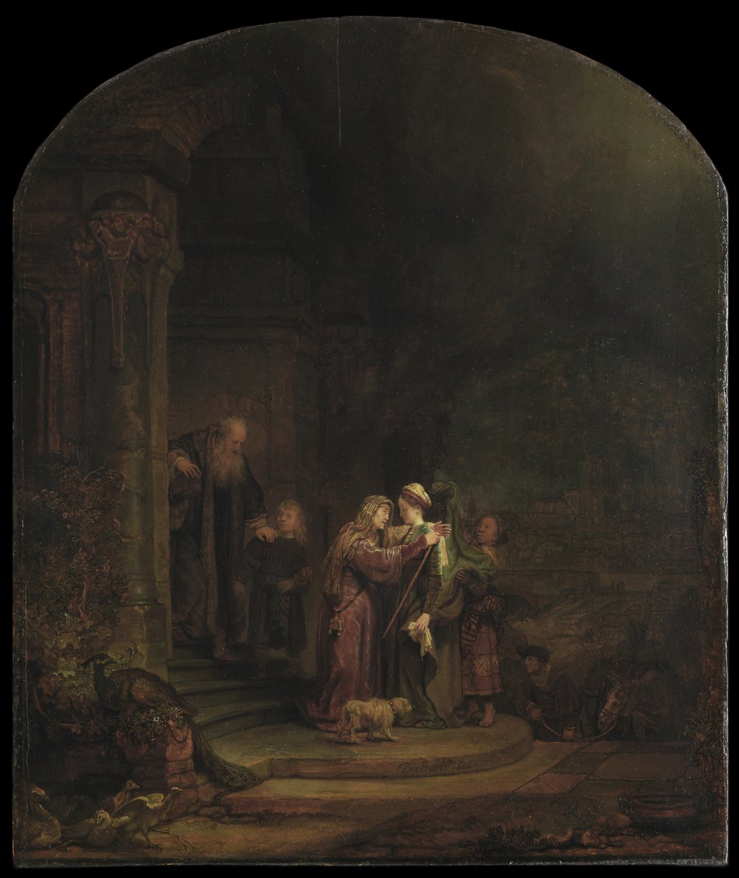 A Visitação, 1640 (óleo sobre painel de cedro) (ver também 5454147) de Rembrandt van Rijn