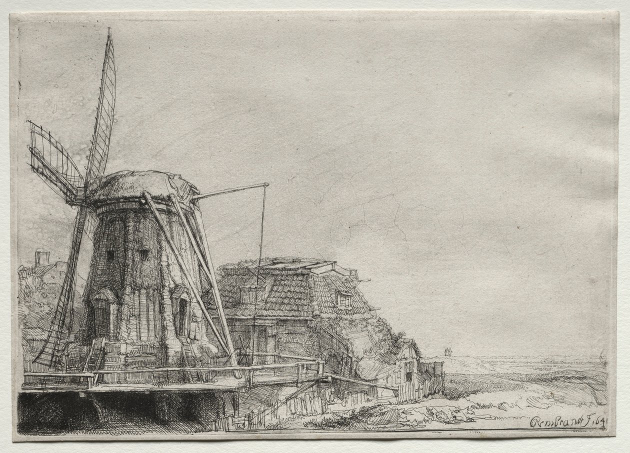 O moinho de vento, 1641. de Rembrandt van Rijn