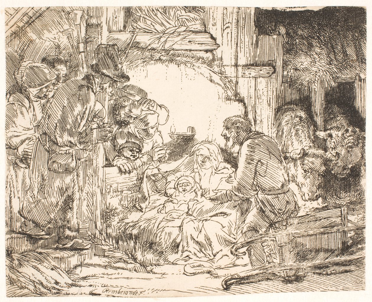 A adoração dos pastores (com a lâmpada) de Rembrandt van Rijn