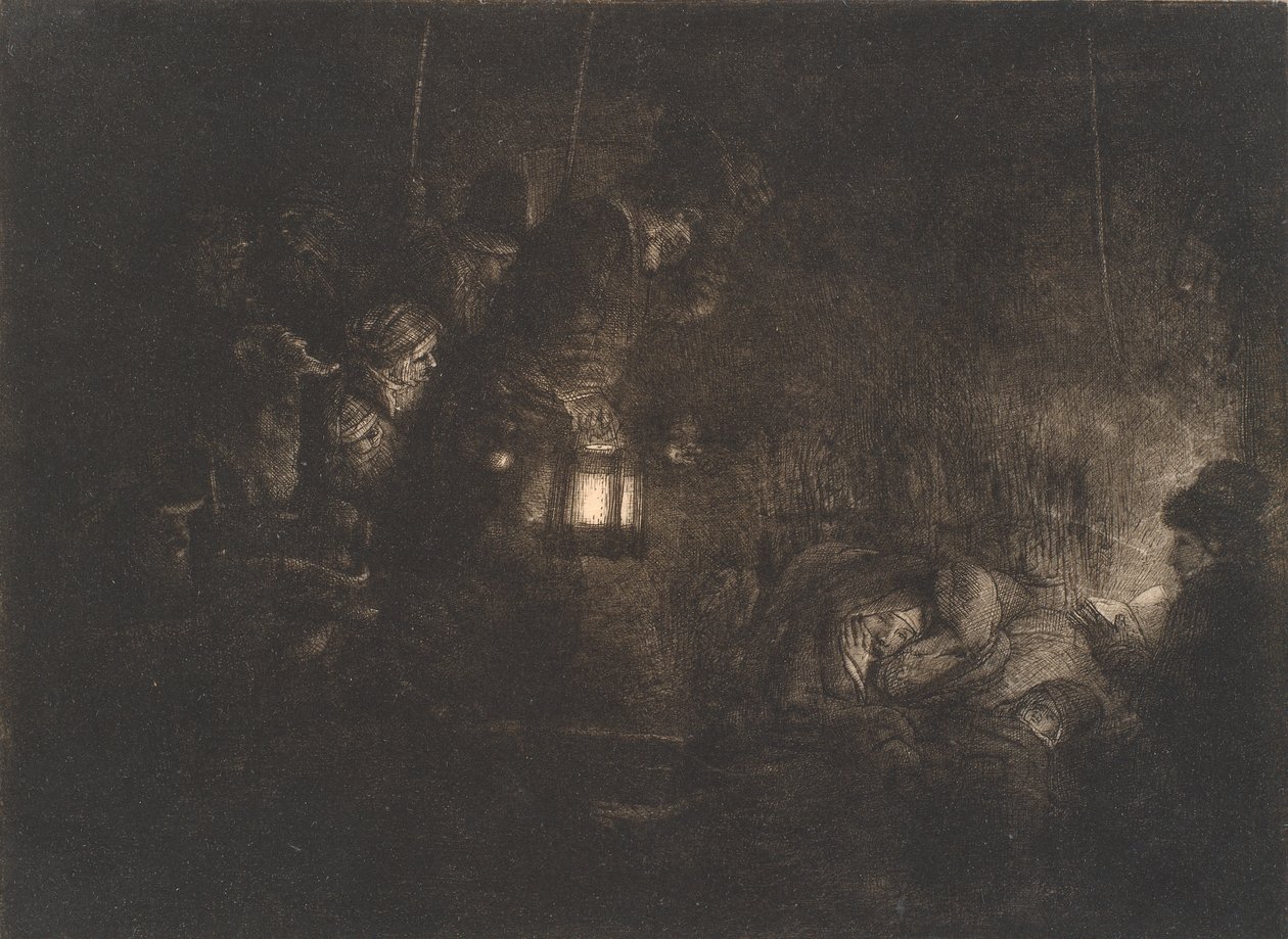 A adoração dos pastores: uma peça noturna de Rembrandt van Rijn