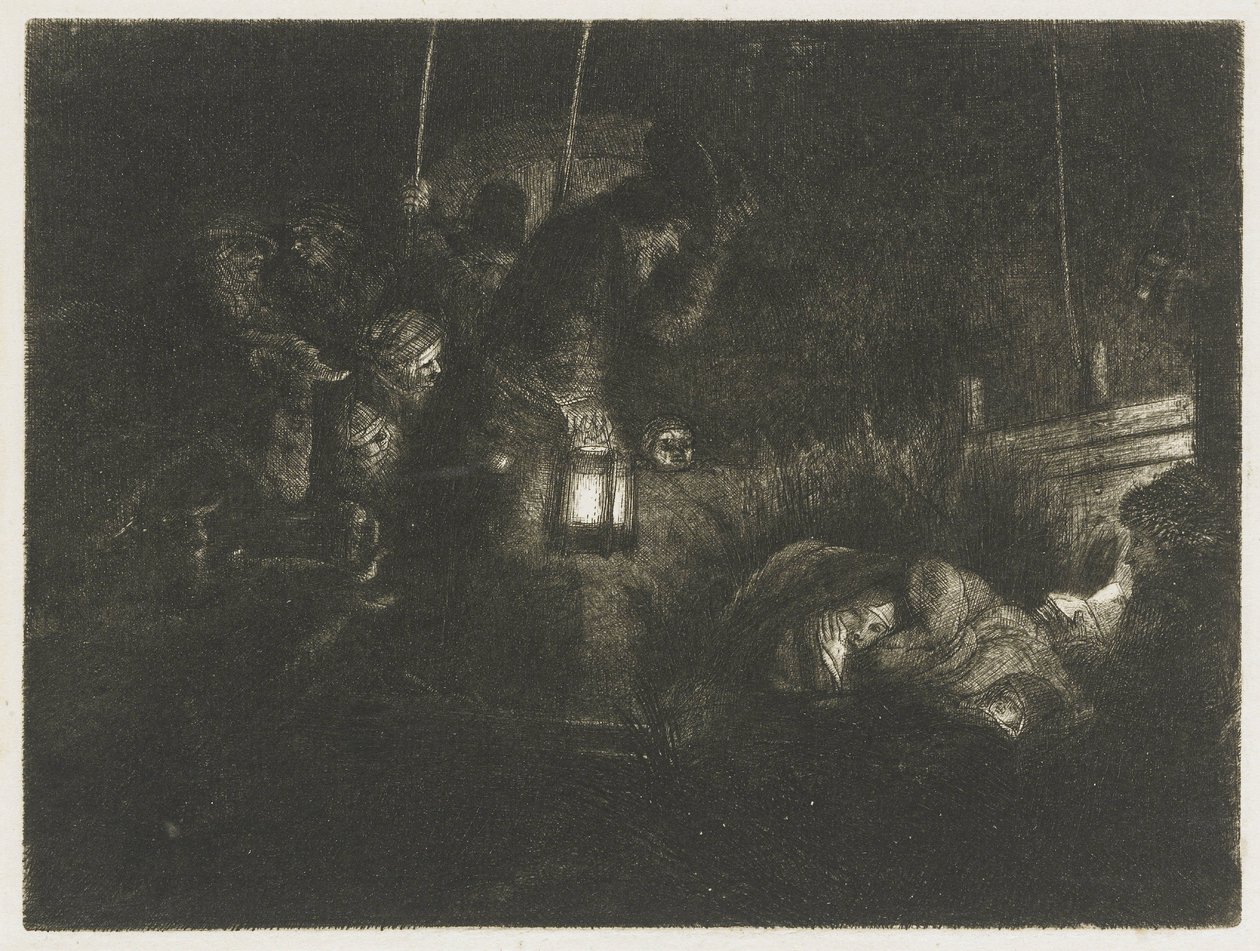 A adoração dos pastores: uma obra noturna de Rembrandt van Rijn