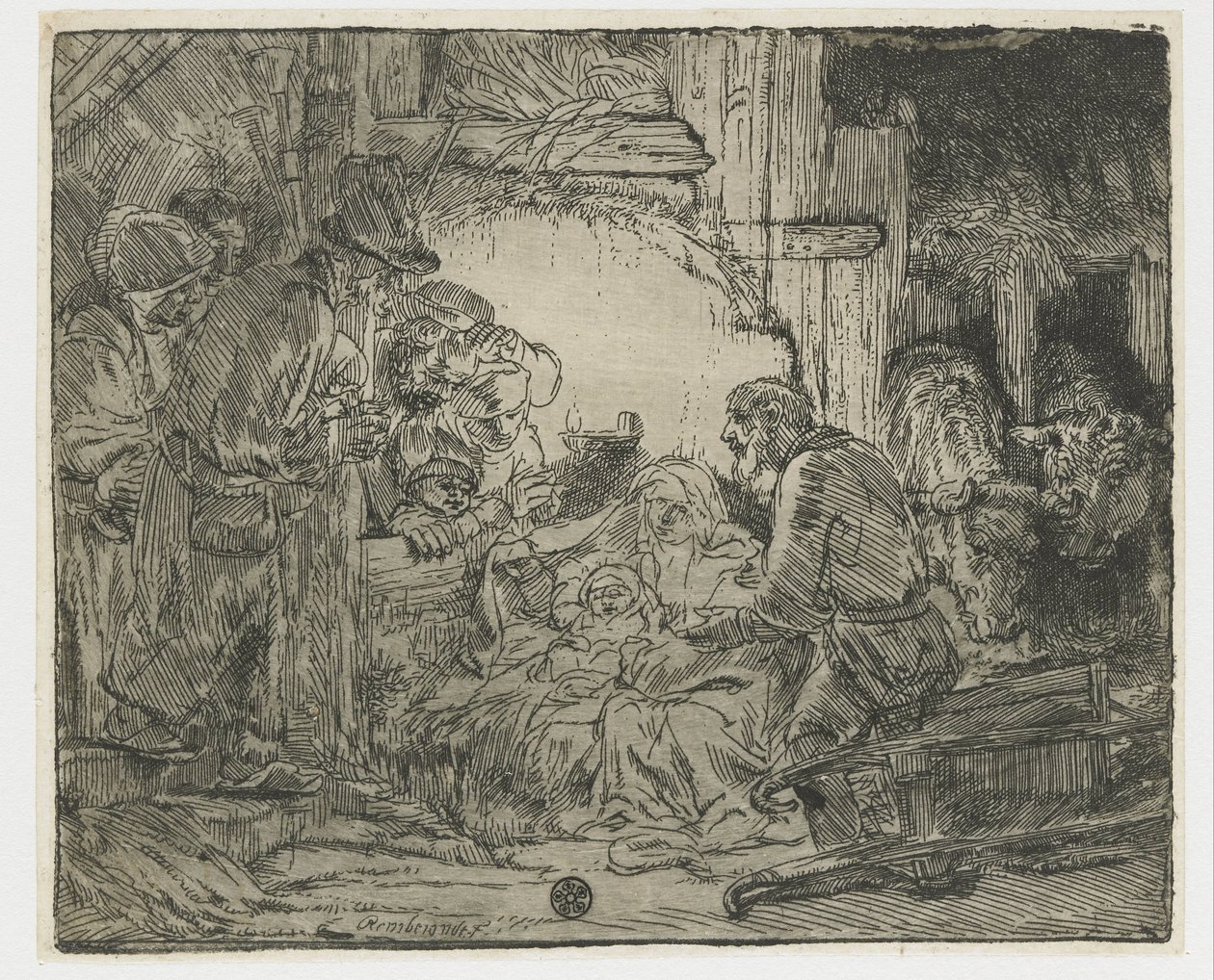 A adoração dos pastores: com a lâmpada de Rembrandt van Rijn