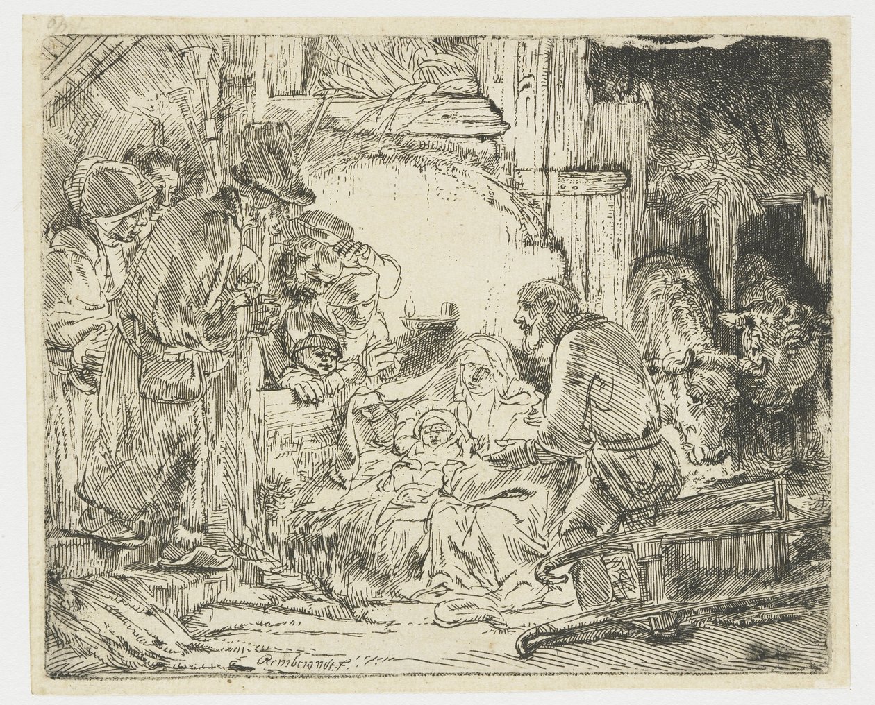 A adoração dos pastores: com a lâmpada de Rembrandt van Rijn