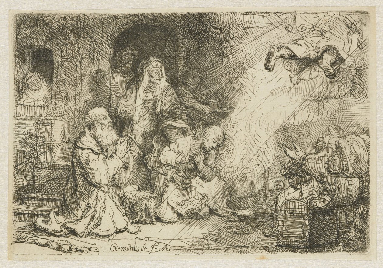 O anjo partindo da família de Tobias de Rembrandt van Rijn